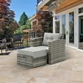 thumbnail image 1 of Sunvivi Patio Wicker Armchair with Ottoman, 2 Pieces PE Wicker Outdoor Conversation Set Outdoor Sectional Sofa for Garden, Beach, Balcony and Poolside, Aluminum Frame, 1 of 7