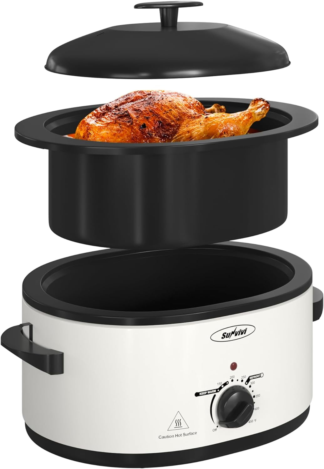 Sunvivi Roaster Oven, 8 Quart Electric Roaster with SelfBasting Lid