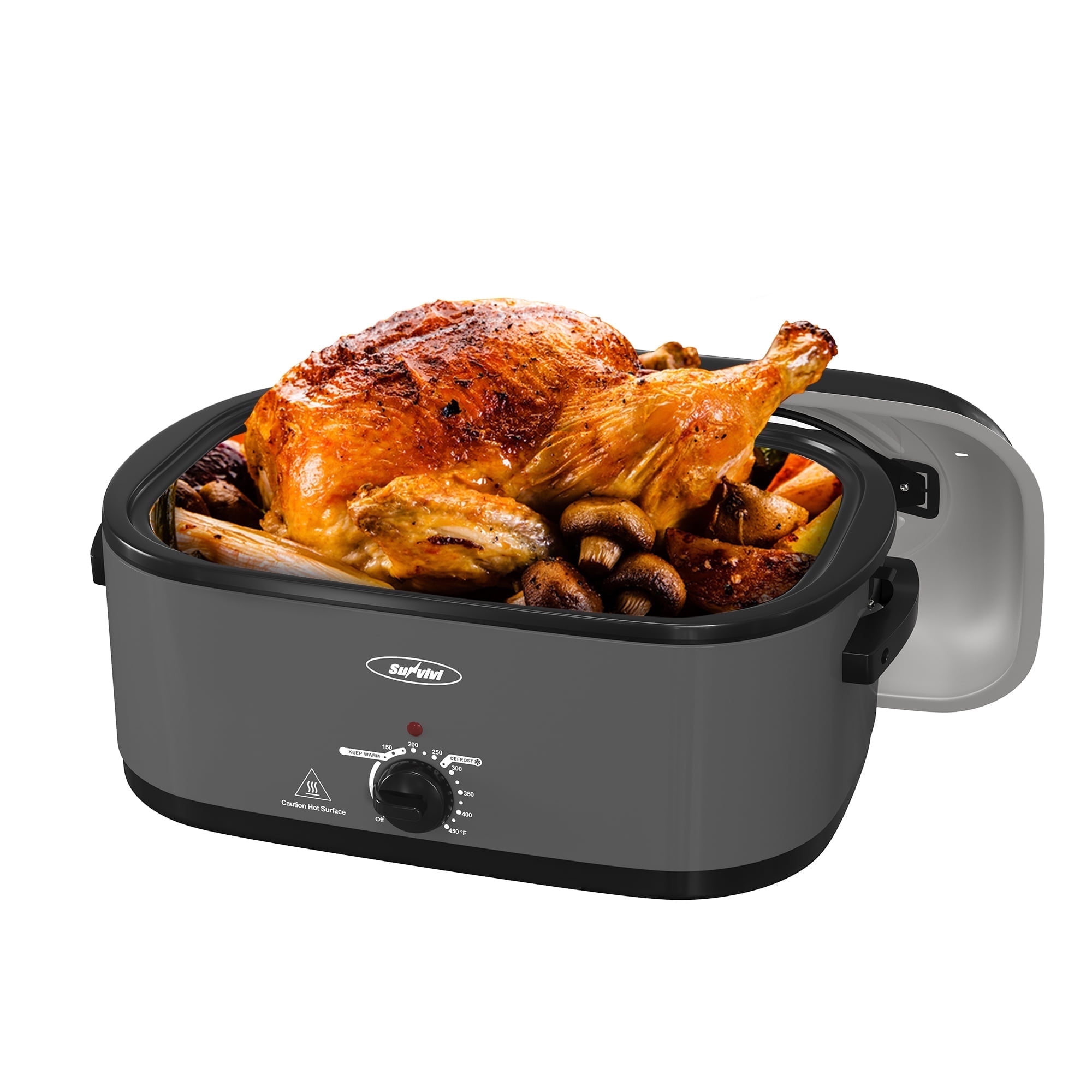 Sunvivi Roaster Oven with Self-Basting Lid, 26qt Electric Roaster with ...