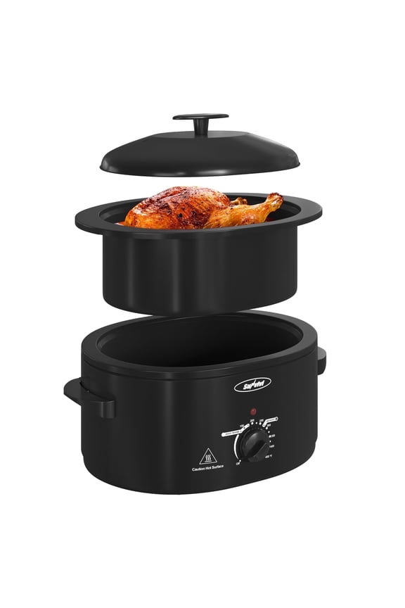 8-Quart Roaster Oven with Self-Basting Lid, Removable Pan and Rack, Black