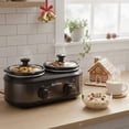thumbnail image 1 of Sunvivi Small Double Slow Cooker, 2 Pot 1.25 Quart Oval Crock Food Warmer Buffet Server, Stainless Steel, Gray, 1 of 9