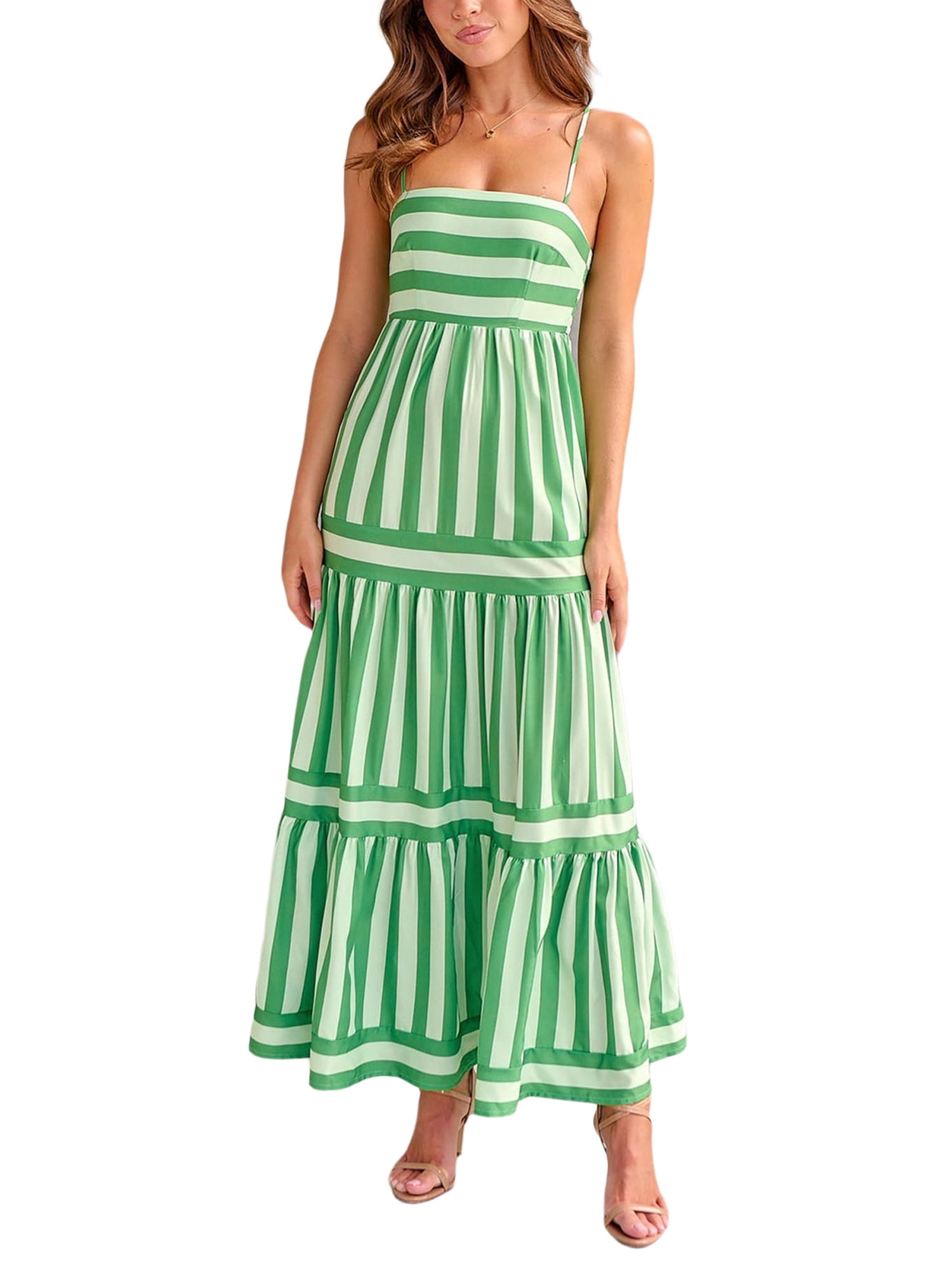 Women's Summer Sleeveless Beach Dress - Loose Spaghetti Strap Maxi Dress XS-4XL