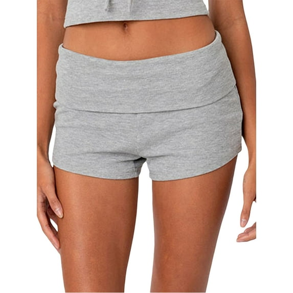 Sunwanar Womens Pajama Shorts Fold Over Low Waist Stretch Cotton Active Yoga Shorts Pajamas Bottoms