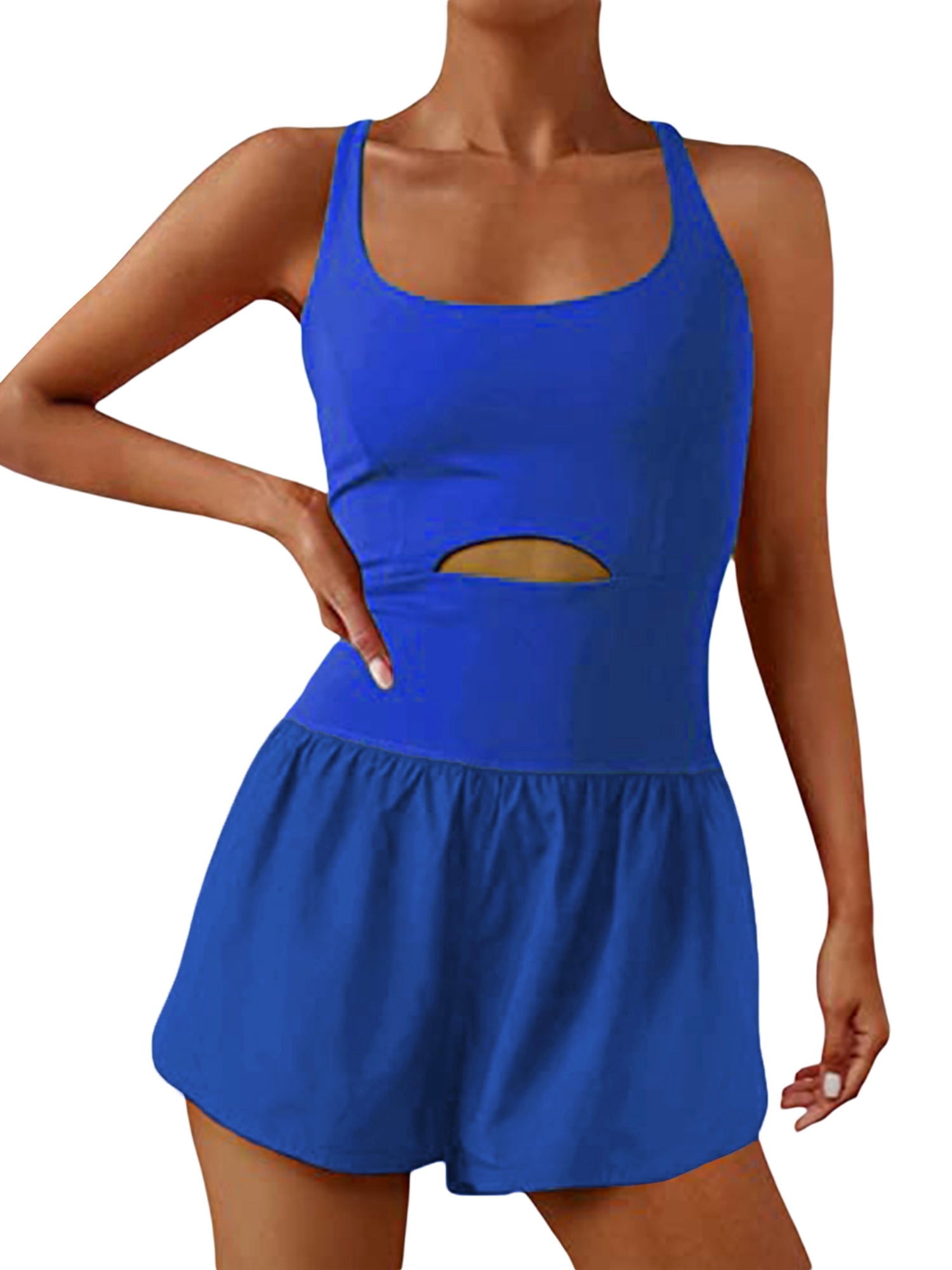 Sunwanar Womens Running one-piece Workout Rompers Athletic Rompers One Piece Outfits Exercise Jumpsuits Gym Yoga Clothes