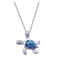 thumbnail image 1 of Sunward Opal Opal Blue Flower Turtle Epoxy Female Metal Alloy Necklace Pendant, 1 of 4