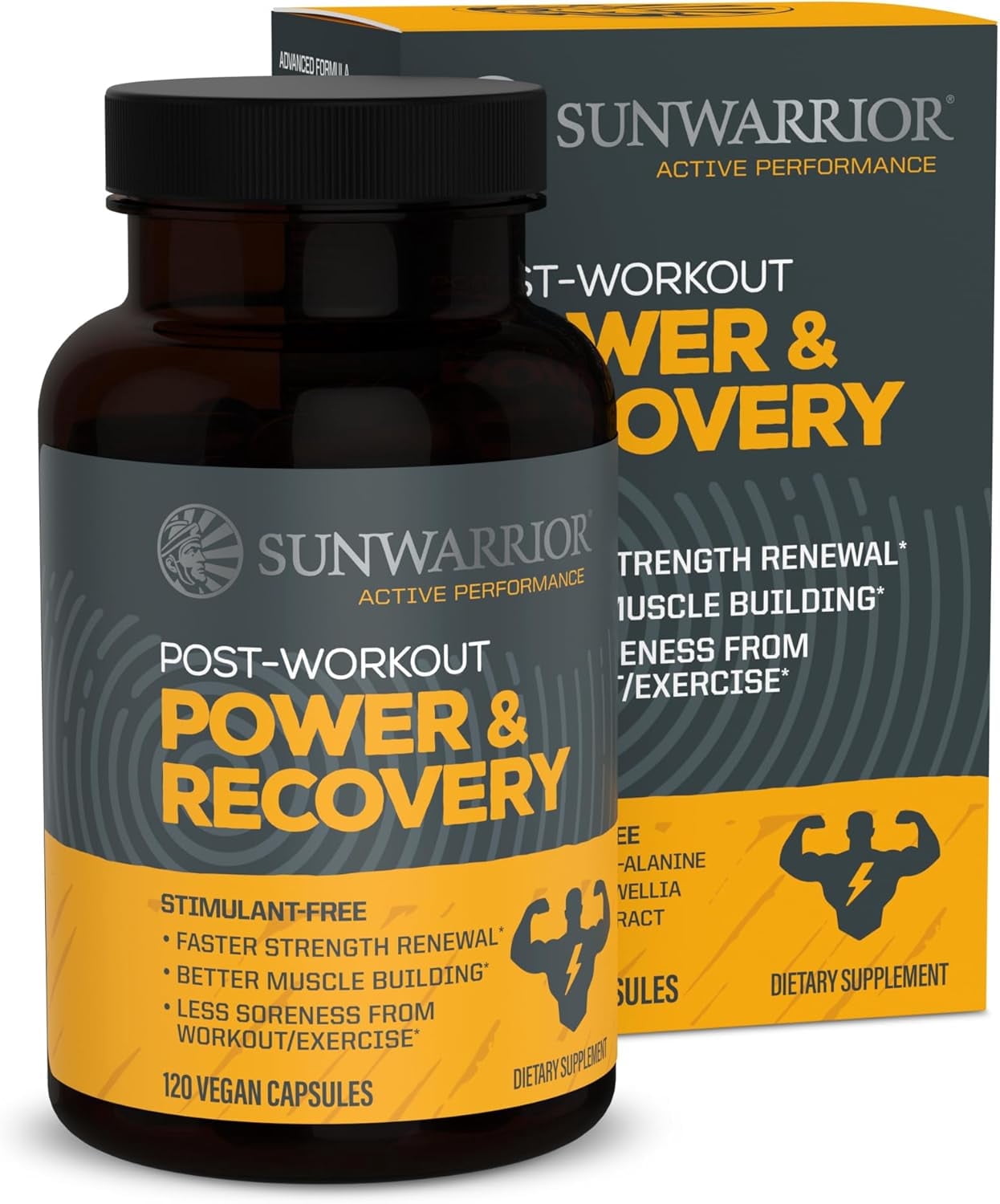 Sunwarrior Active Energy & Stamina Vegan Pre Workout Supplement for Men, 90 Capsules