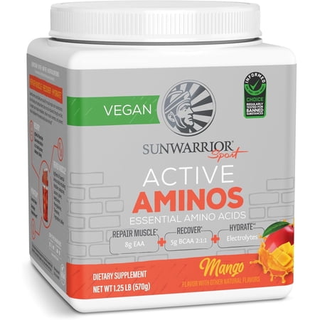 Sunwarrior Amino Energy Powder with Active Amino Acids for Muscle Recovery, Mango, 570g