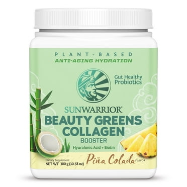 Sunwarrior Beauty Greens Collagen | Pina Colada Collagen Boost Powder with Hyaluronic Acid and Biotin, 300g