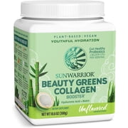 Sunwarrior Beauty Greens Collagen | Unflavored Collagen Boost Powder with Hyaluronic Acid and Biotin, 300g