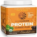 Sunwarrior Vegan Organic Protein Powder Plant-Based 5 Superfood Quinoa Chia Seed Soy Free Dairy Free Gluten Free Synthetic Free Non-GMO Chocolate 15 Servings Classic Plus