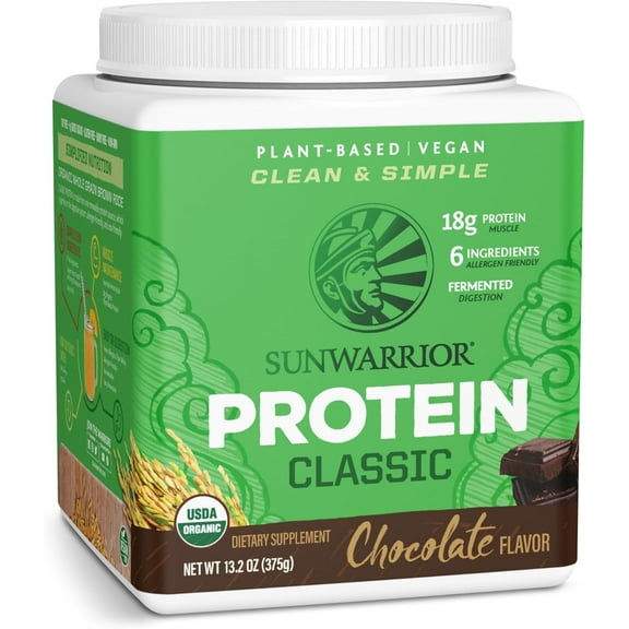 Sunwarrior Classic Protein Chocolate Organic Vegan Protein Powder with BCAA 375g