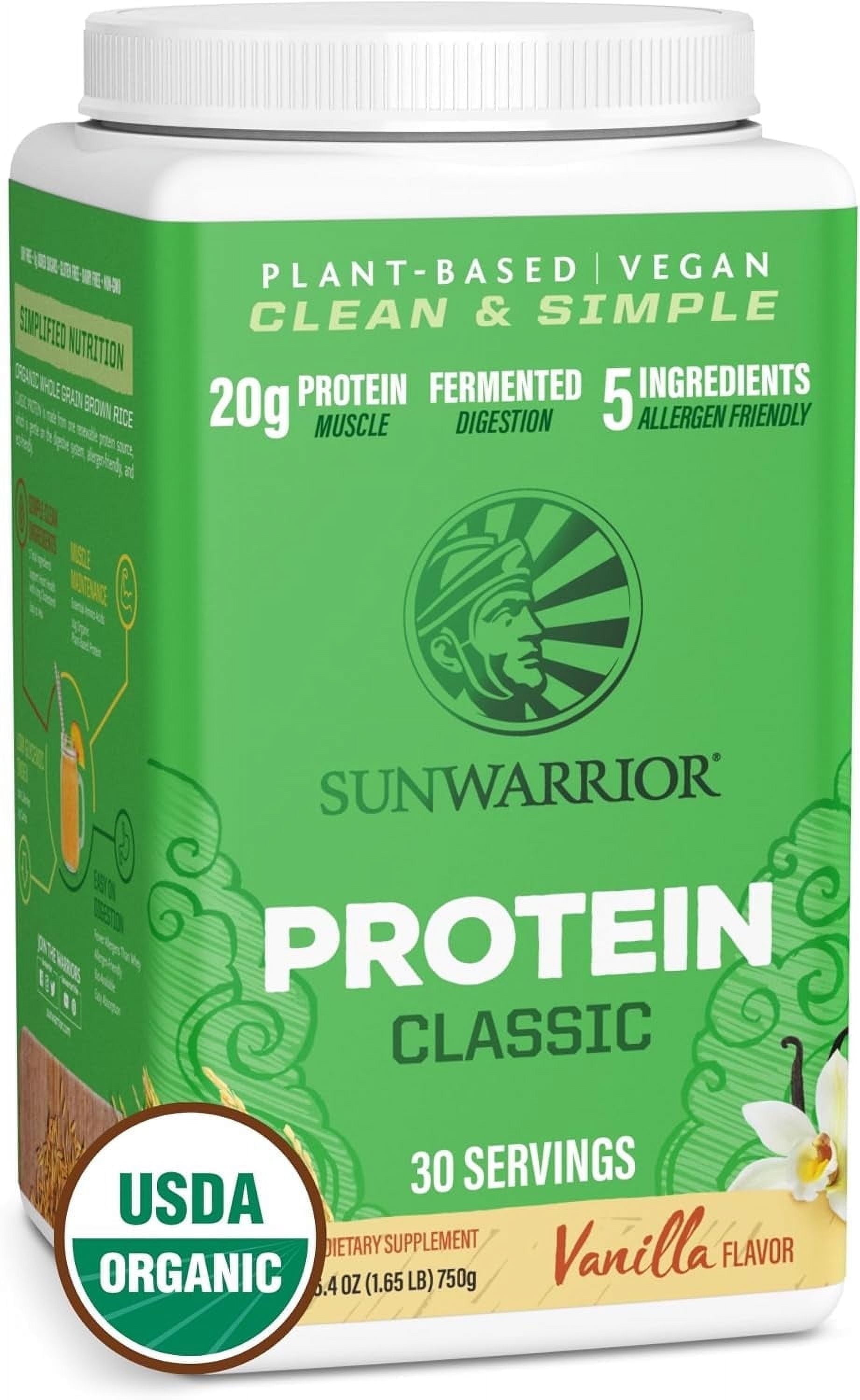 Sunwarrior Classic Protein Powder | Organic Vegan Protein Powder for Smoothies, Vanilla, 750g