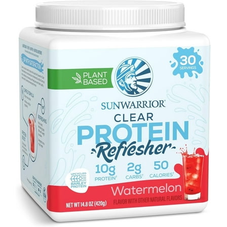 Sunwarrior Vegan Hydration Clear Protein Powder Water Mix, Watermelon, 14.8 oz