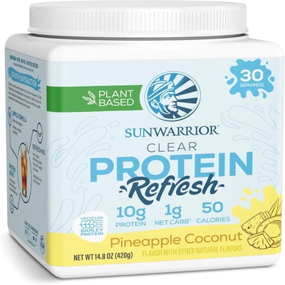 Sunwarrior Vegan Hydration Clear Protein Powder Water Mix, Pineapple Coconut, 14.8 oz
