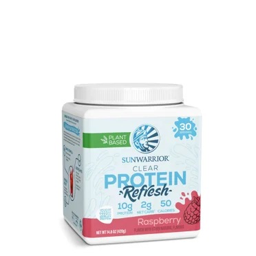 Sunwarrior Clear Protein Refresh Raspberry Vegan Hydration Protein Powder 30 Servings