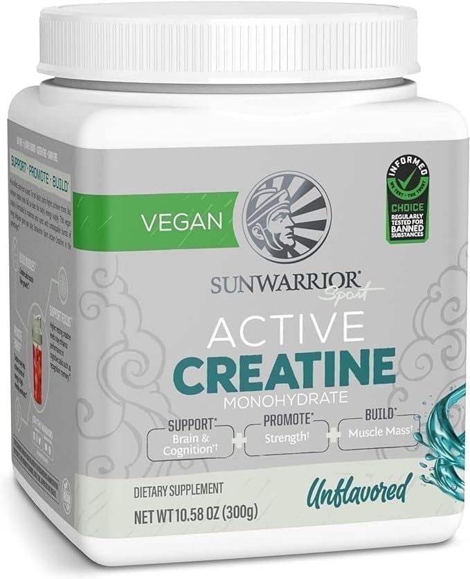 Sunwarrior Creatine Monohydrate Powder | Micronized | PreWorkout | Recovery | Vegan | Keto Friendly | 60 Servings | 10.58 oz