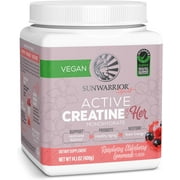 Sunwarrior Creatine Monohydrate Powder for Women | Muscle Building Pre Workout Vegan Keto Friendly | Easily Mixes 300g Tub (50 Serv) Raspberry Flavored Active Creatine