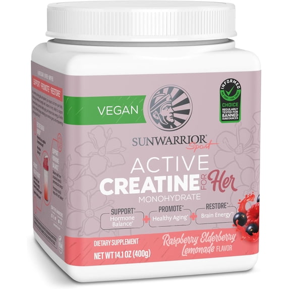 Sunwarrior Creatine Monohydrate Powder, Preworkout for Women, Vegan & Keto-Friendly, 14.1 oz