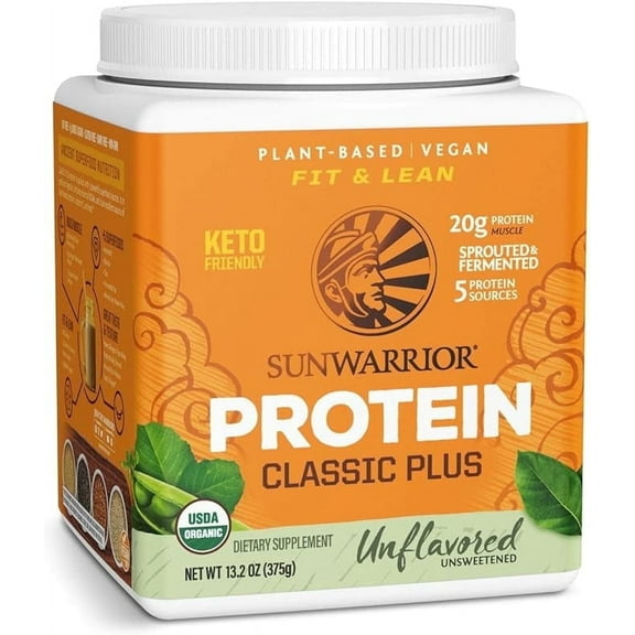 Sunwarrior Classic Plus Protein Natural Organic Vegan Protein Powder with BCAA 375g