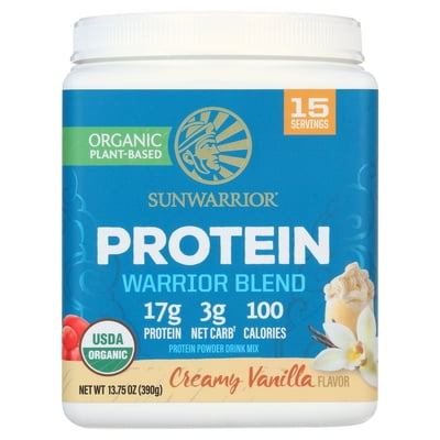 Sunwarrior Organic Vanilla Protein Powder | Superfood, Vegan Plant-based Protein Powder, Vanilla, 13.75oz
