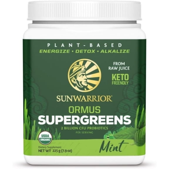 Sunwarrior Ormus Supergreens Organic Probiotic Powder, Vegan, Dairy-Free, 225g