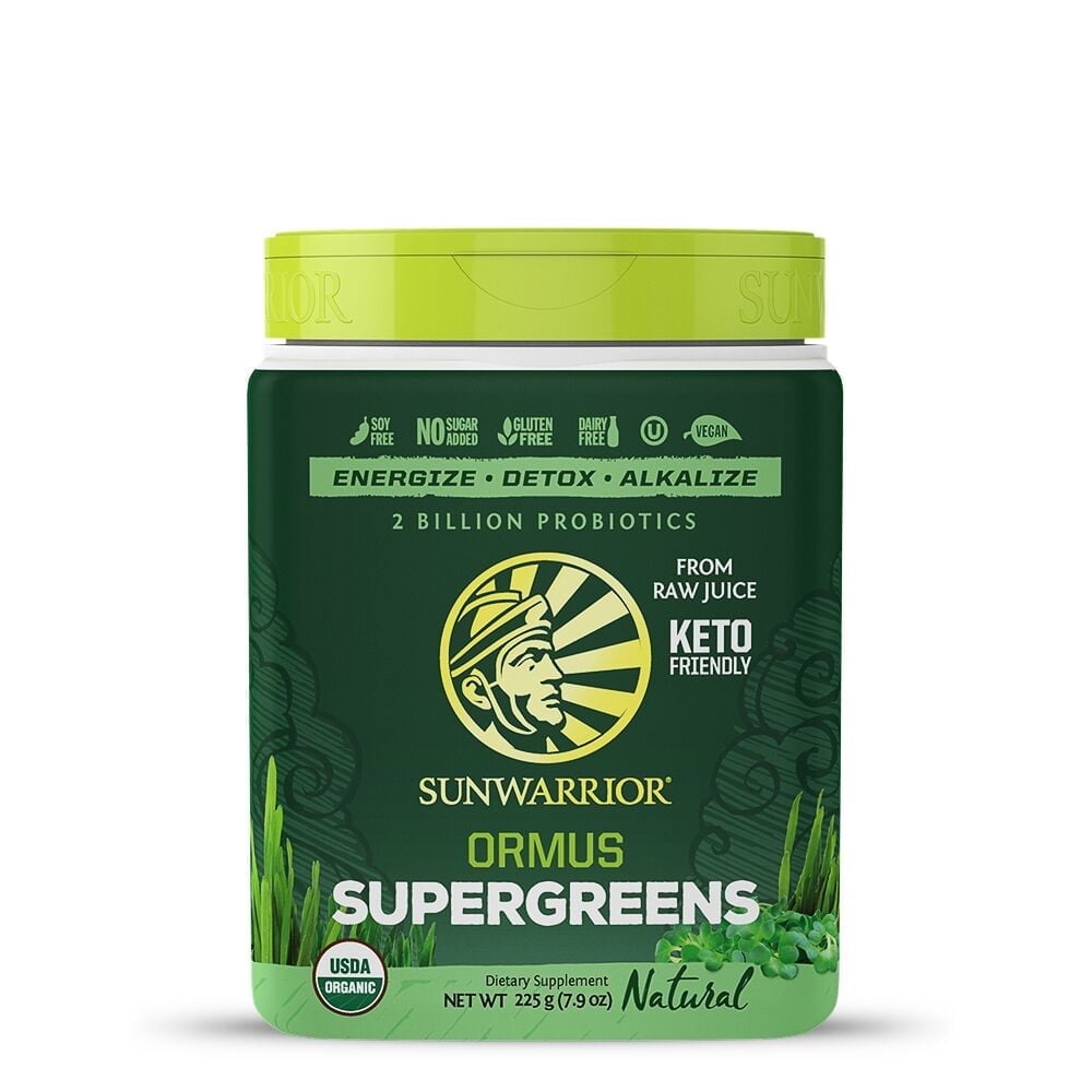 Sunwarrior Ormus Supergreens | Organic Probiotic Powder, Natural, 225g
