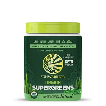 Sunwarrior Ormus Supergreens | Organic Probiotic Powder, Natural, 225g