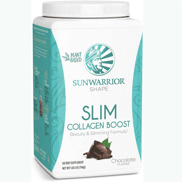 Sunwarrior Slim Collagen Peptides Powder with Vitamin C & Biotin | Gluten Free Keto Collagen Protein Powder for Nail Hair Skin Support | Organic Shape Slim Collagen Chocolate 1.65lb