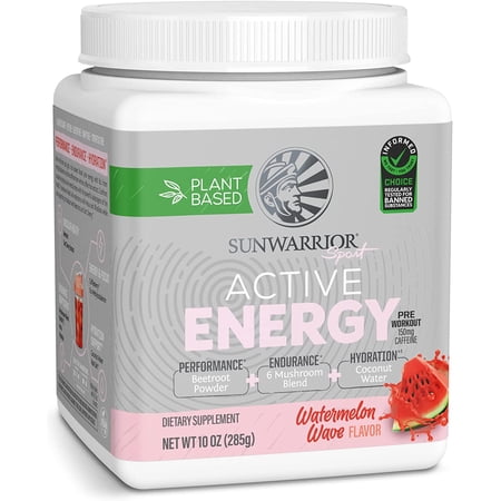 Sunwarrior Sport Active Energy Pre-Workout Watermelon Wave Vegan Powder 30 Servings