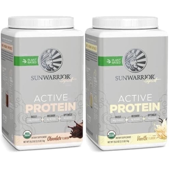 Sunwarrior Sport Organic Active Protein, Chocolate, Vegan Protein Powder, 20 Servings