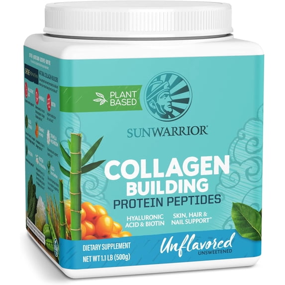 Sunwarrior Vegan Collagen Protein Powder, Unflavored, Biotin & Hyaluronic Acid, 20 Servings