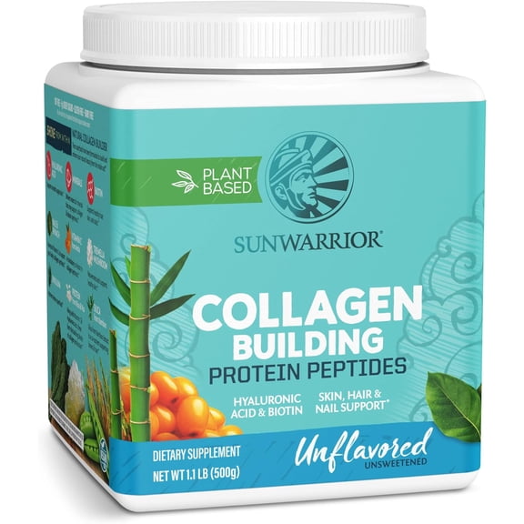 Sunwarrior Vegan Collagen Protein Powder, Unflavored, Biotin & Hyaluronic Acid, 20 Servings