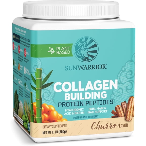 Sunwarrior Collagen Vegan Protein Powder with Biotin & Hyaluronic Acid, Churro Flavor, 1.1 lbs
