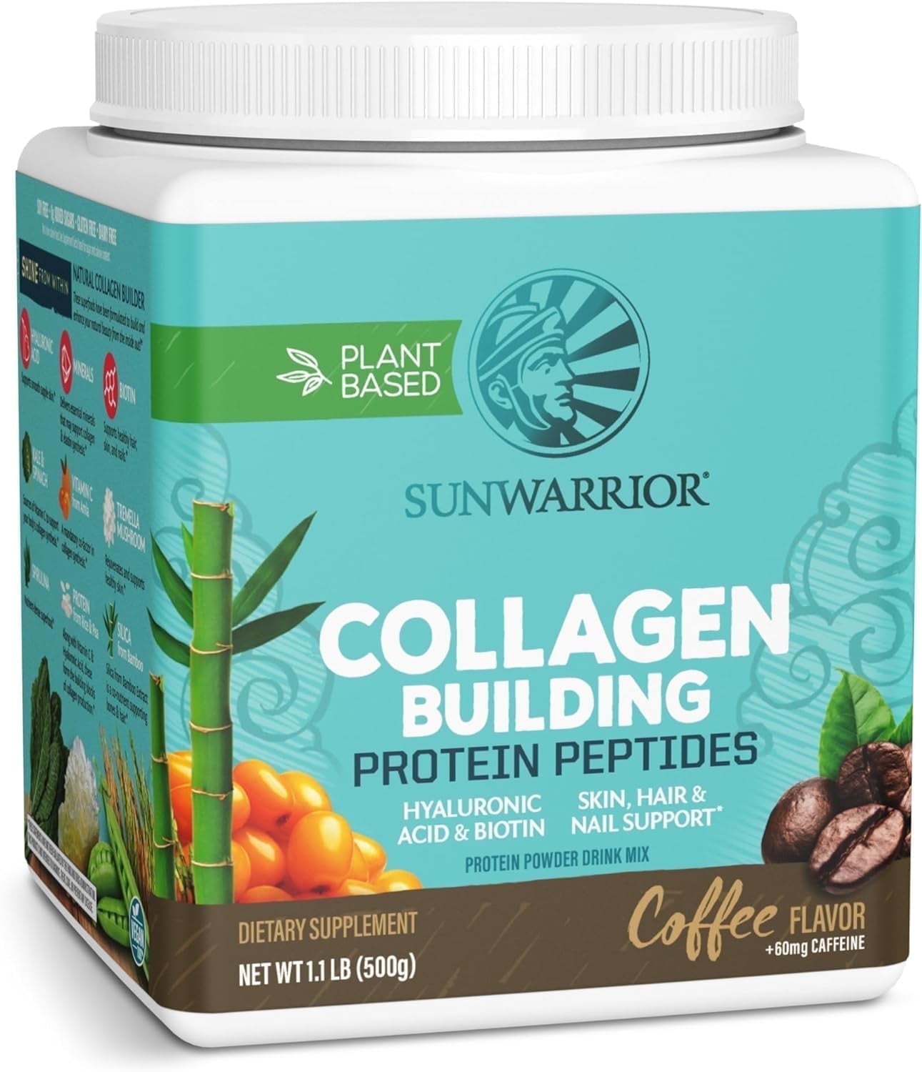 Sunwarrior Vegan Collagen Coffee Protein Powder with Biotin & Hyaluronic Acid 20 Servings