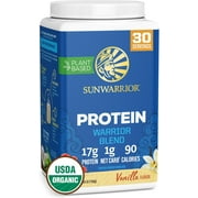 Sunwarrior Organic Vegan Protein Powder with Greens, Warrior Blend, Vanilla, 30 Servings
