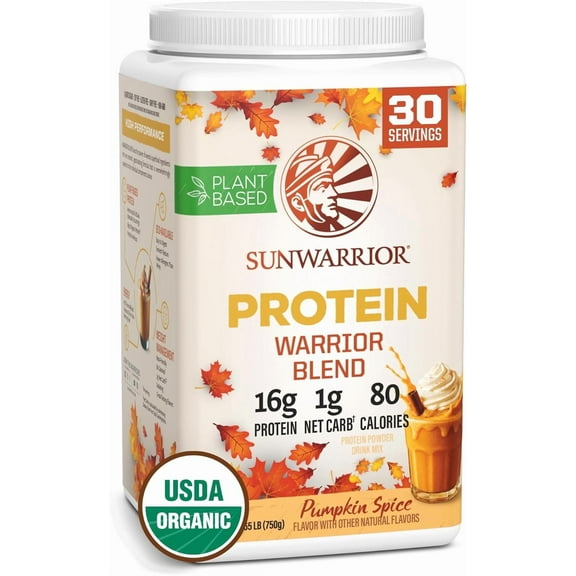 Sunwarrior Plant-Based Protein Powder Warrior Blend, Pumpkin Spice, 16g Protein, 26.46 oz