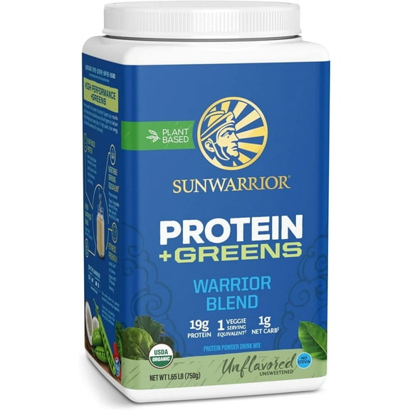 Sunwarrior Warrior Blend Greens Vegan Protein Powder, Unflavored, 750g (30 Servings)