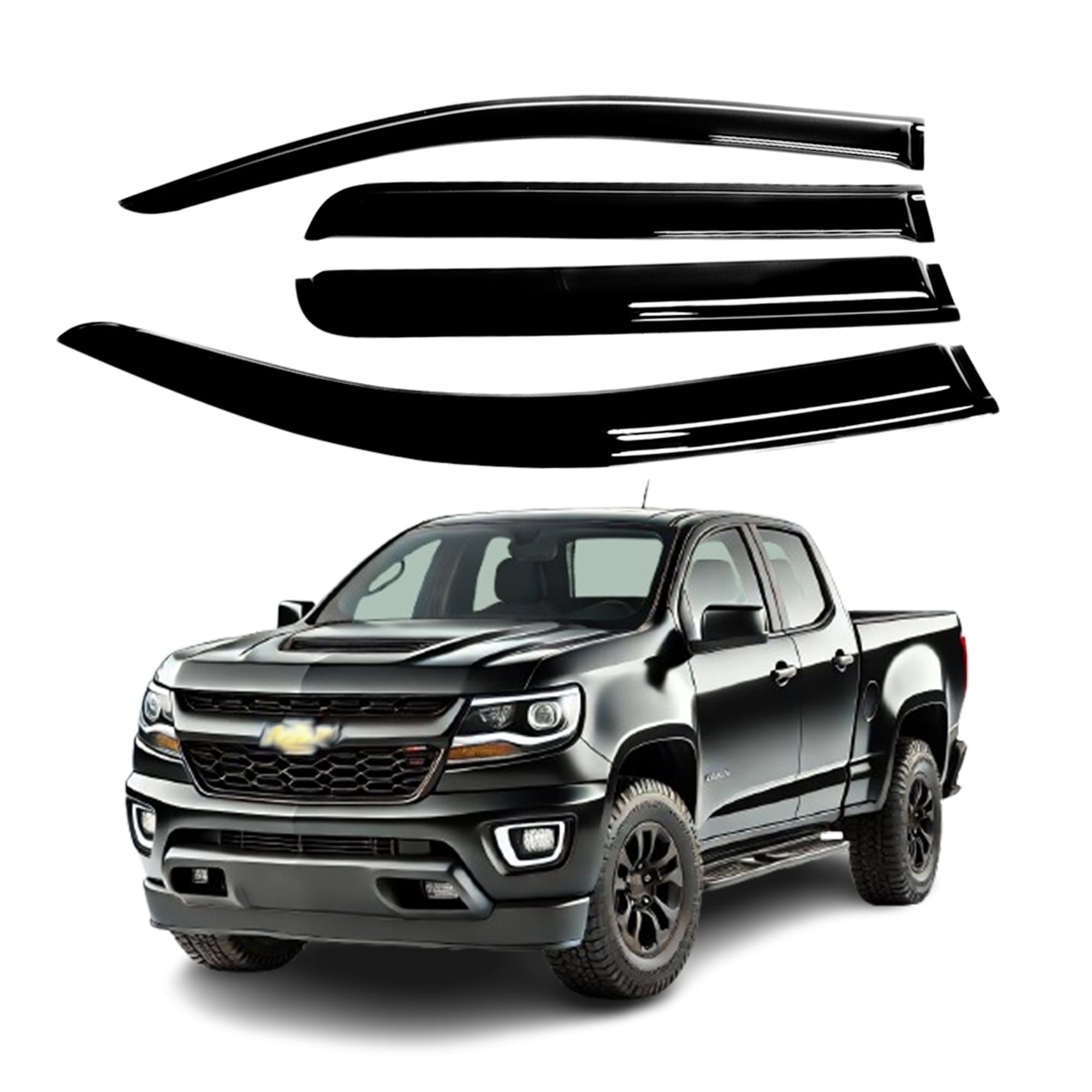Sunwei Acrylic Window Visor Sun Rain Deflector Guard Fits Chevrolet Colorado 15-22