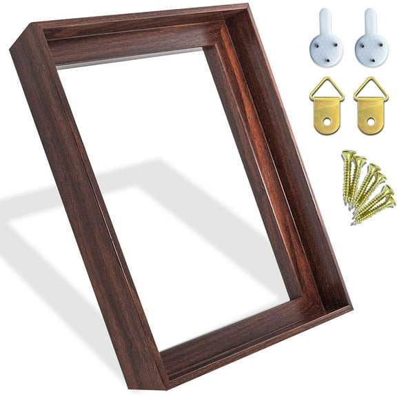 Sunwes Modern Dark Walnut 18"x18" Floating Canvas Frame, Floater Frames for Canvas Wall Art, Portrait Landscape Decor