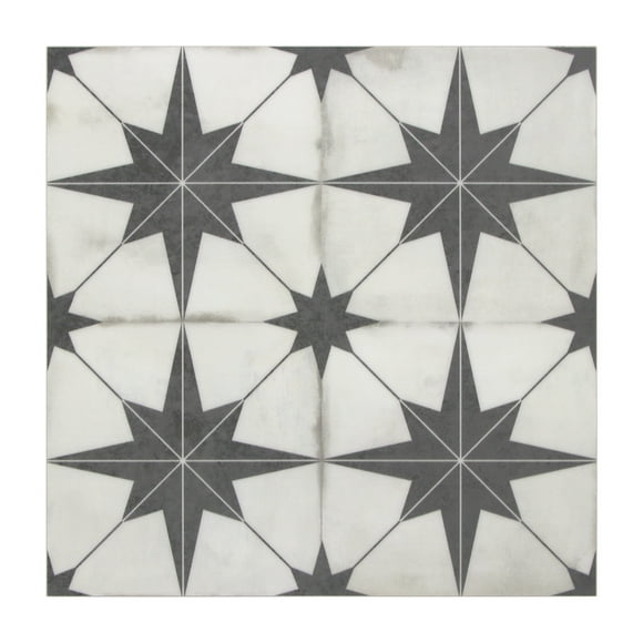 Sunwings 9" x 9" Beige Vinyl Patterned Peel and Stick Floor Tiles for Kitchen 16 Pack