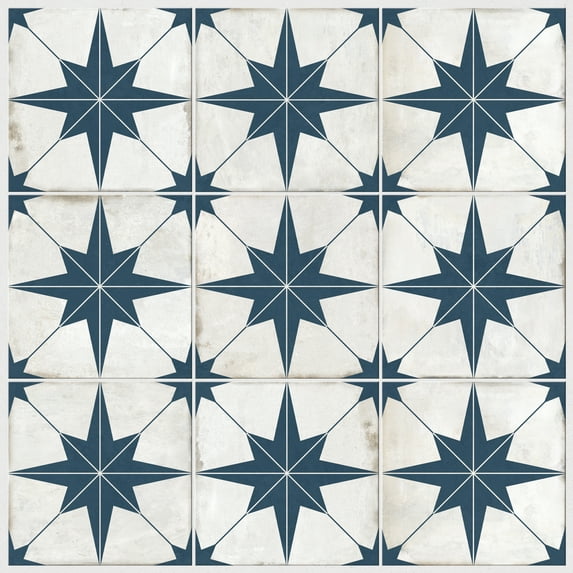 Sunwings Patterned Blue Peel and Stick Wallpaper, 17.1 inch x 16.4 feet Vinyl Self Adhesive Removable Waterproof Wall Paper for Kitchen Bathroom Countertop