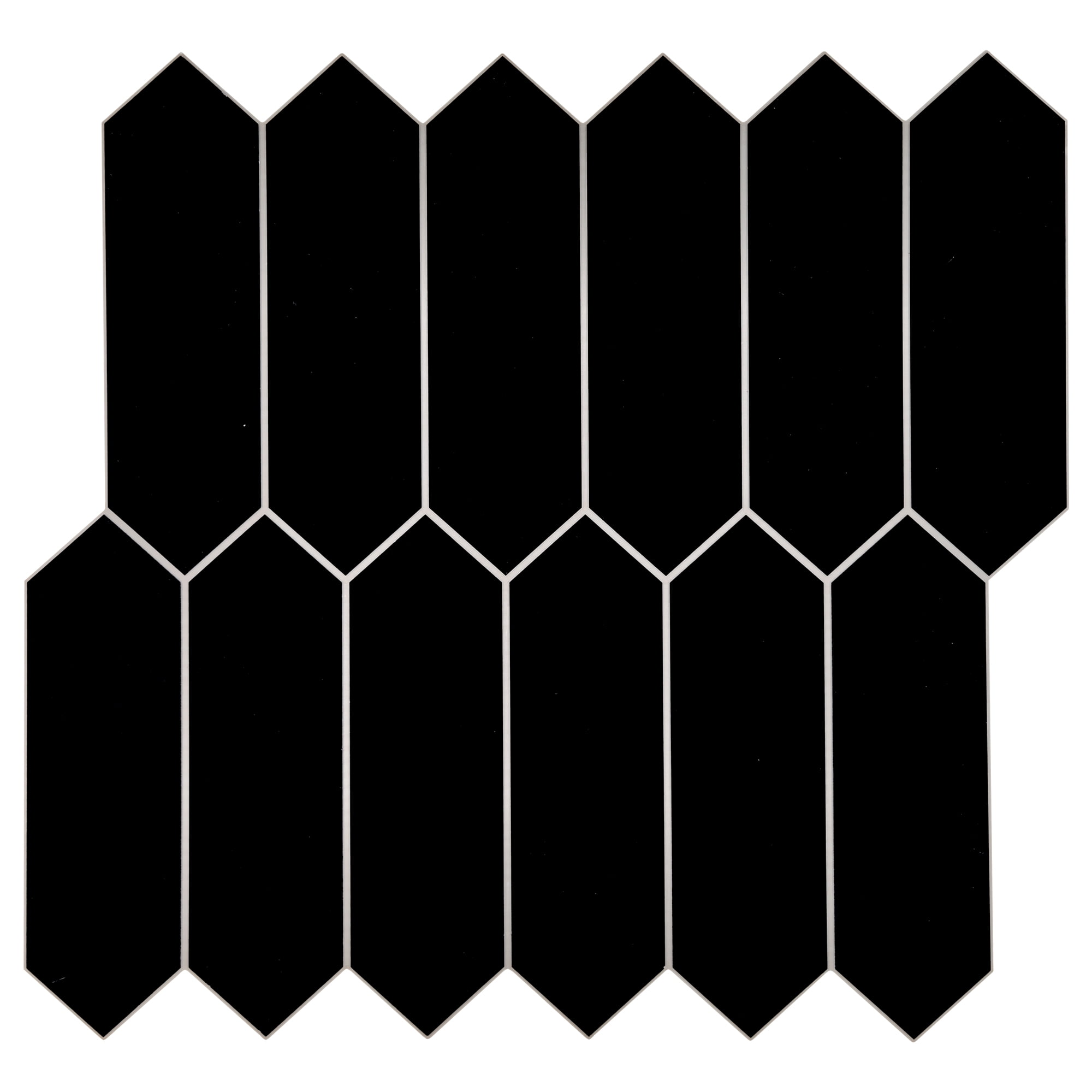 Sunwings Peel and Stick Backsplash Tile in Long Hexagon for Kitchen Bathroom Fireplace (10 Tiles,  Black)