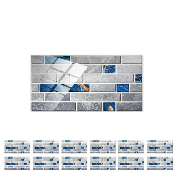 Sunxin 12Pc Home Renovation Crystal Tile Tiling Hself Adhesive Peel and Stick Wallpaper 3D Stone Design Brick Wall Tile for Home Bathroom Kitchen Backsplash 12 Packs