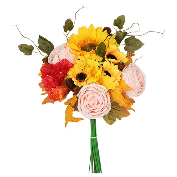 Sunxin Autumn Artificial Flowersharliver Fall Flowers Artificial Sunflower Roses Pumpkins for Autumn Decor Fall Arrangements Stems for Home Fall Wedding Bouquet Table Centerpieces Thanksgiving