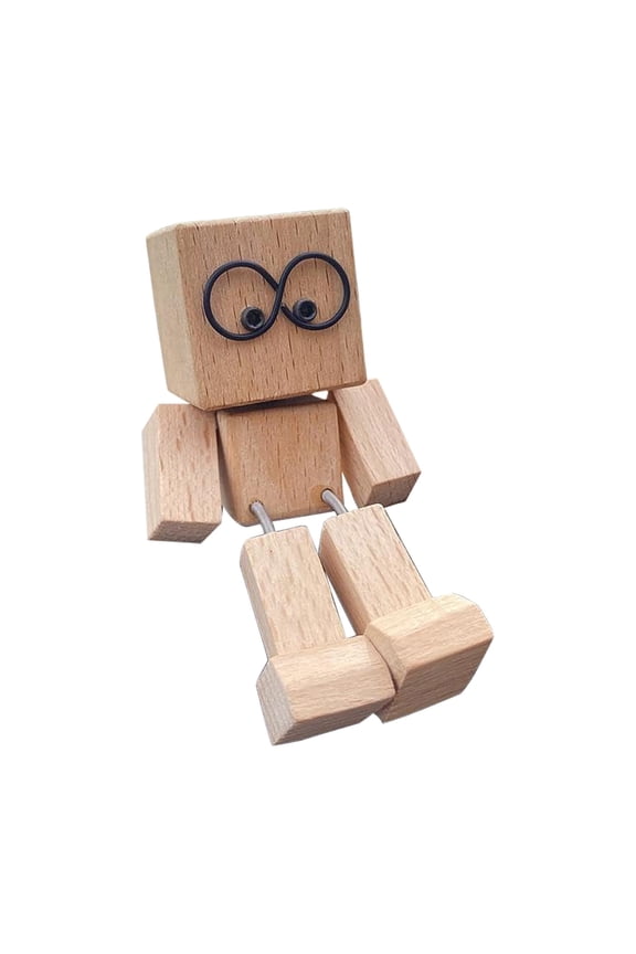 Charming Shaking Feet Wooden Man Figurine, Little Wooden Statue That Sways, Car Dashboard Figurines with Spring Legs with Rich Expression Accessories Decorations Doll Gifts