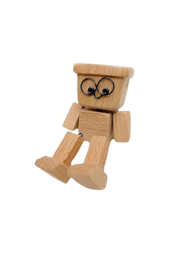 Charming Shaking Feet Wooden Man Figurine, Little Wooden Statue That Sways, Car Dashboard Figurines with Spring Legs with Rich Expression Accessories Decorations Doll Gifts