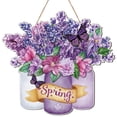 thumbnail image 1 of Sunxin Door Number Purple Flowers Spring Hanging Sign Joyous Spring Welcome Door Number Country Wood Wall Hanging Decoration Spring Easter Party Outdoor Interior Front Door Decoration, 1 of 7