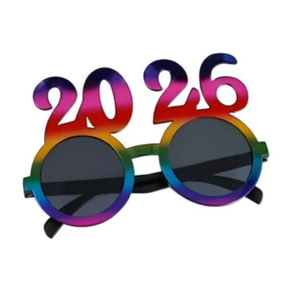 Sunxin Event & Party 2026 New Year Number Glasses Funny Round Frame Sunglasses for Holiday Celebrations, 2026 Glasses *1 Pair