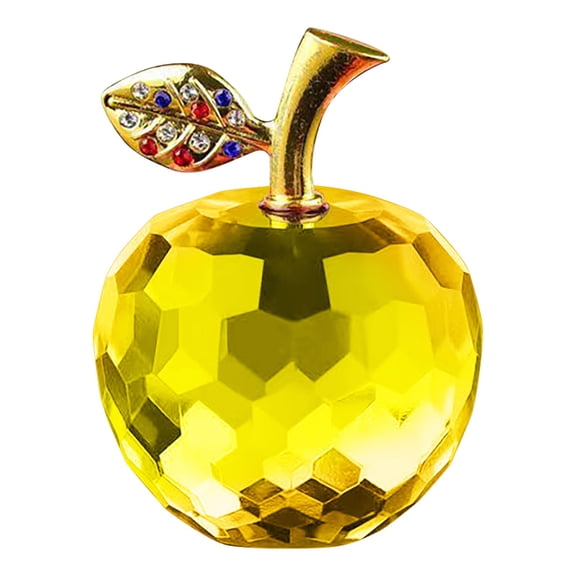 Sunxin Golden Crystal Apple Figurine" Desk Decor Elegant Glass Figurine Perfect for Home Or 2.5 Inch Clear and Sparkling Decorative for Any "