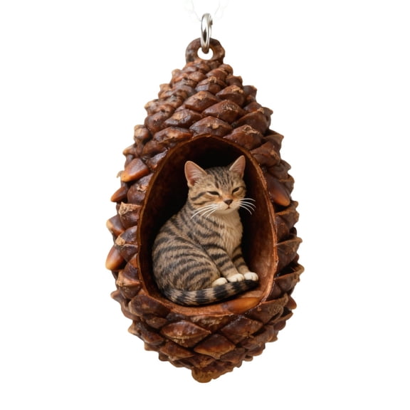Sunxin Hangs 2D Acrylic Pinecone Animal Ornaments Set Christmas Tree Hanging Decor with Hamster Dog Cat Squirrel Festive Holiday for Animal Lovers, 1 Piece of 2D Acrylic Pendant